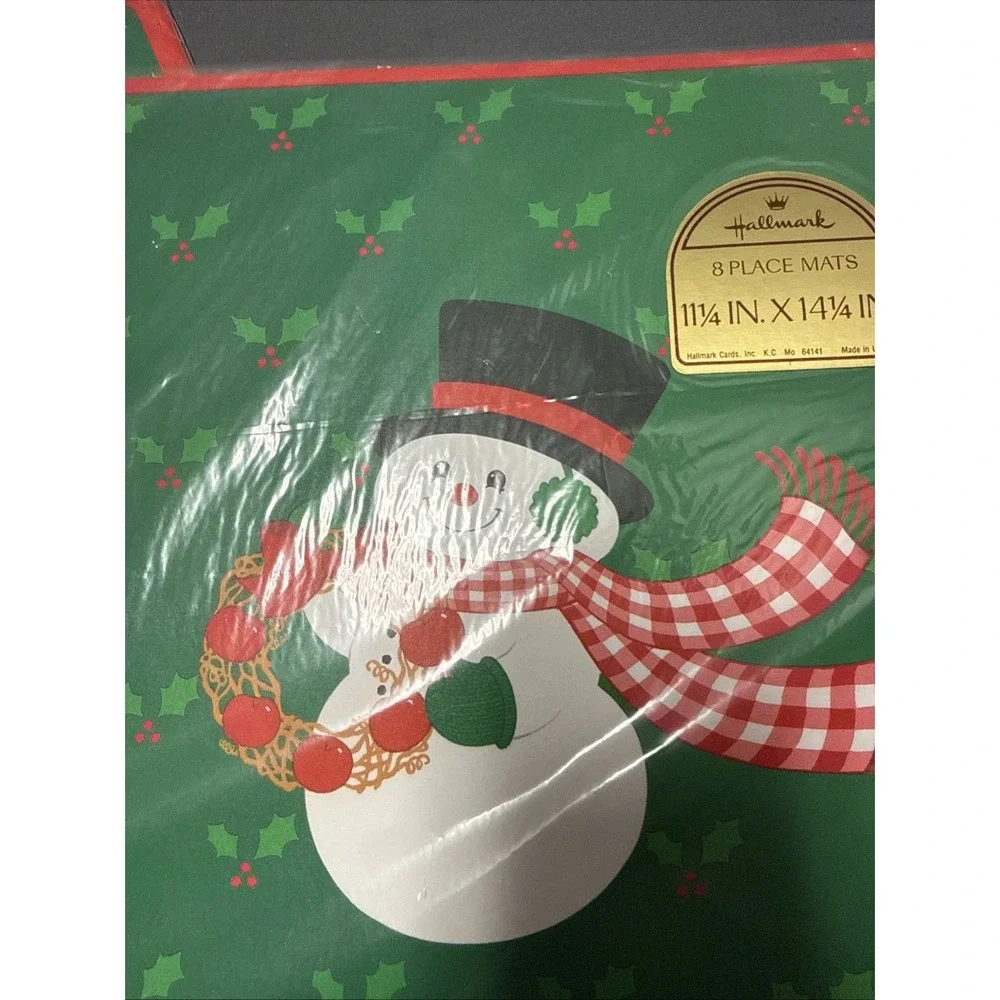 Vintage Hallmark Christmas Paper Placemats(16)Snowman Cardinal NIP 11.25